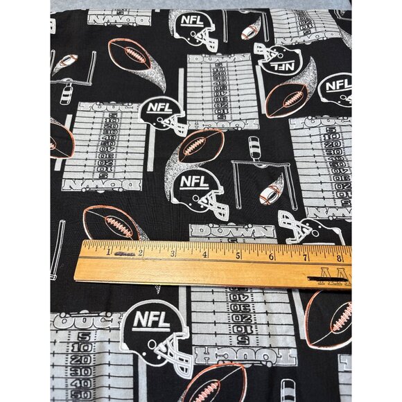 NFL Football-Themed Cotton Fabric Black with Helmets & Yard Lines 1/2 yard x 58" - Picture 2 of 4